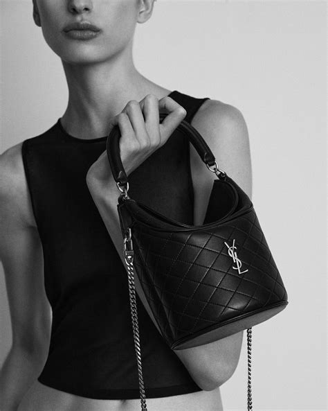 saint laurent ysl embroidered baby bucket chain bag 425068|GABY bucket bag in lambskin .